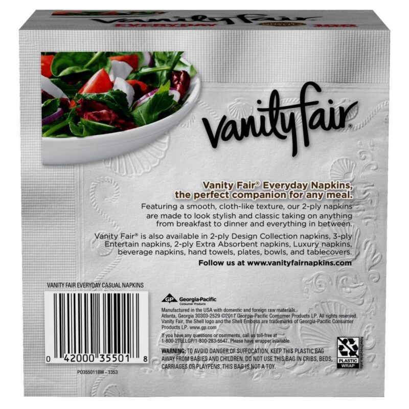 Vanity Fair Napkins, Casual, Everyday, 2-Ply, 100 napkins - Image 2