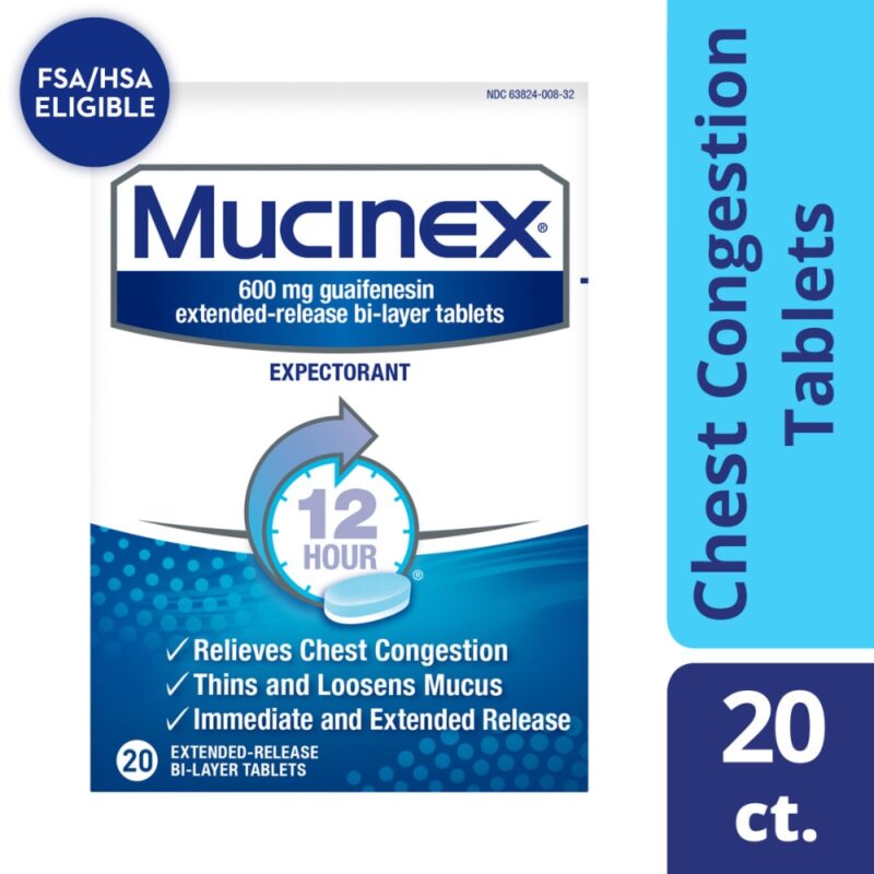 Mucinex Expectorant, 600 mg, 12 Hour, Extended-Release Bi-Layer Tablets, 20 tablets - Image 2
