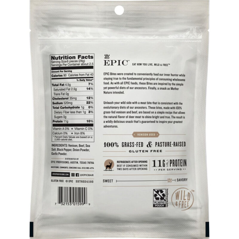 Epic, Original Hunter's Recipe Gluten Free Venison with Beef Bites - Image 2