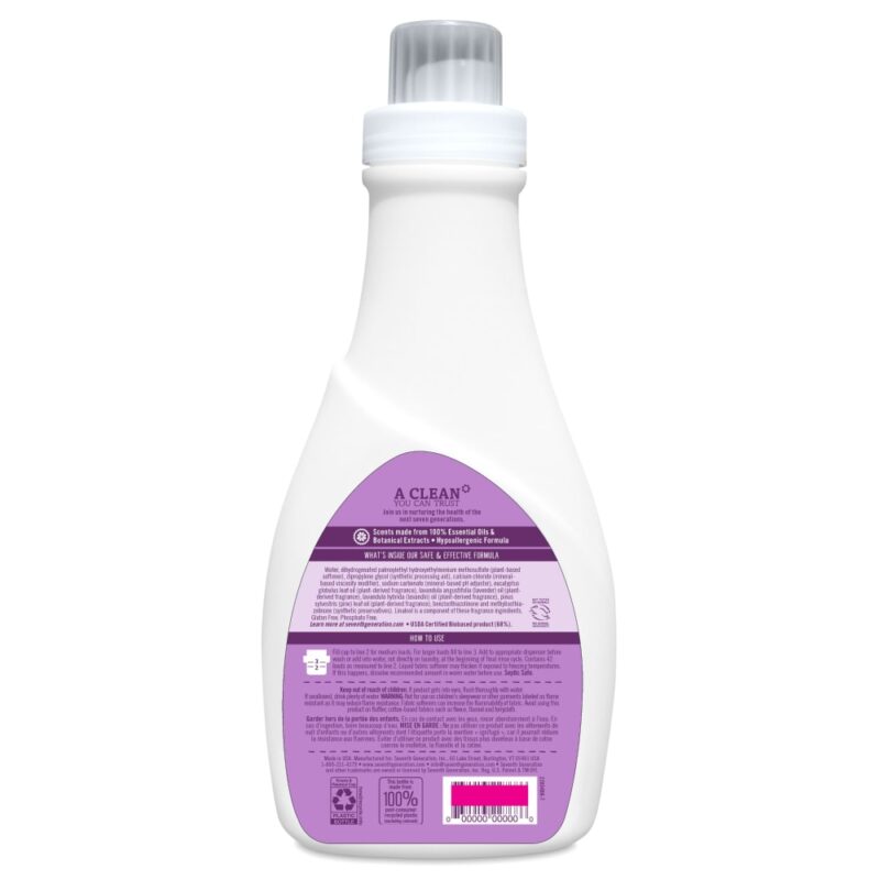 Seventh Generation Fabric Softener, Natural, Blue Eucalyptus & Lavender, 32 fl oz (1 qt) 946 ml - Image 3