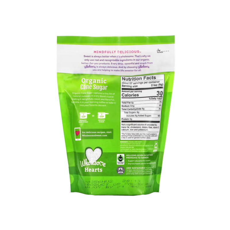 Wholesome Cane Sugar, Organic, 16 Oz - Image 2