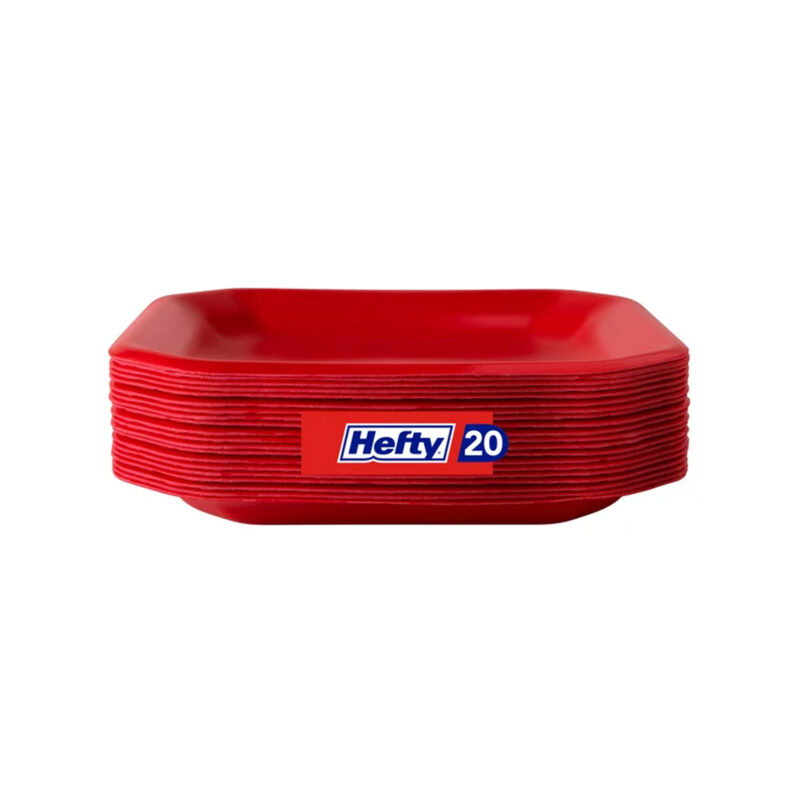 Hefty Style Foam Plates Square, Red, 10 Inch, 20 Count - Image 2