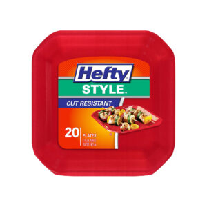 Hefty Style Foam Plates Square, Red, 10 Inch, 20 Count