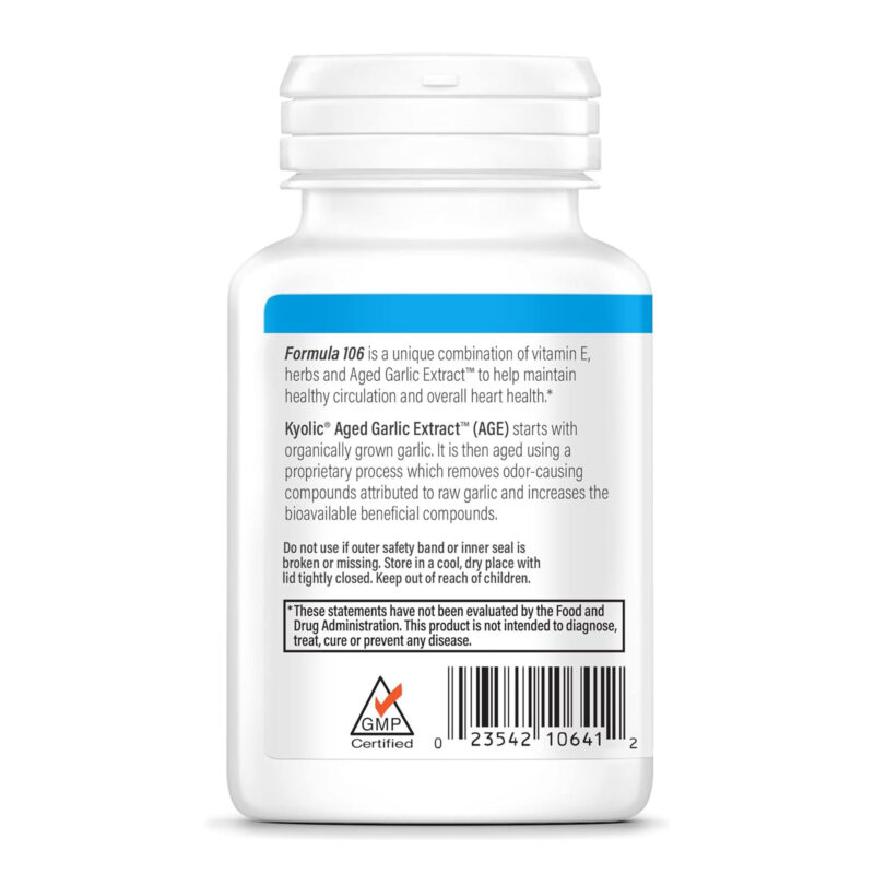 Kyolic Aged Garlic Extract Formula 106, Circulation Health, 100 Capsules  - Image 2