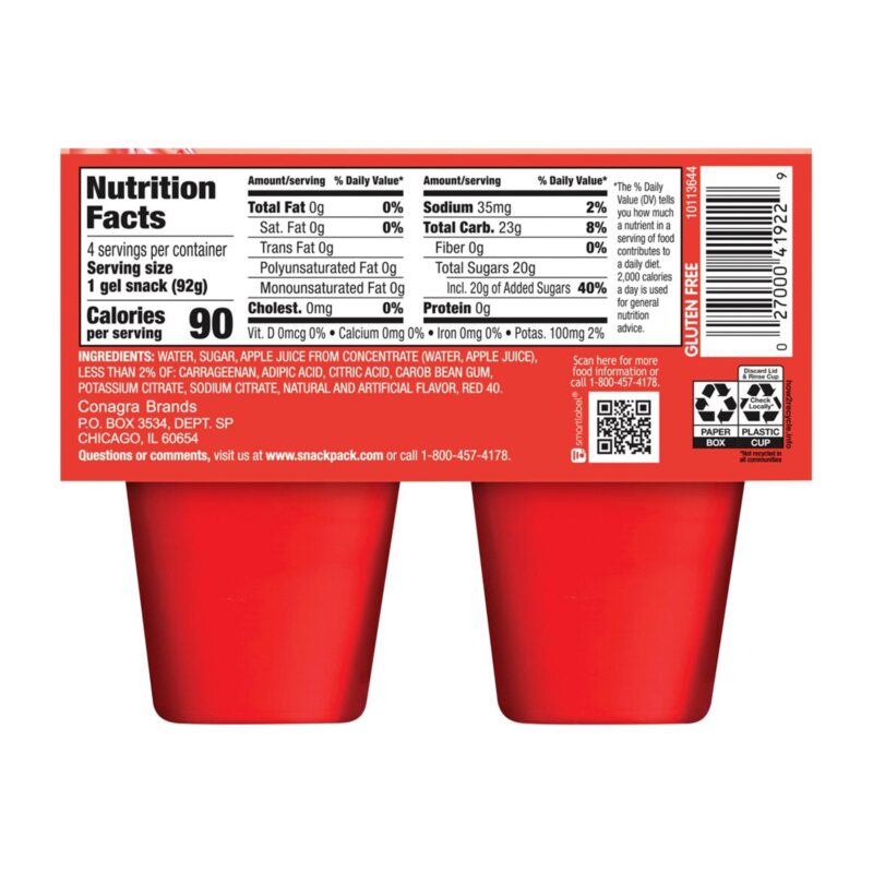 Snack Pack Juicy Gels Strawberry, 4 Cups - Image 2