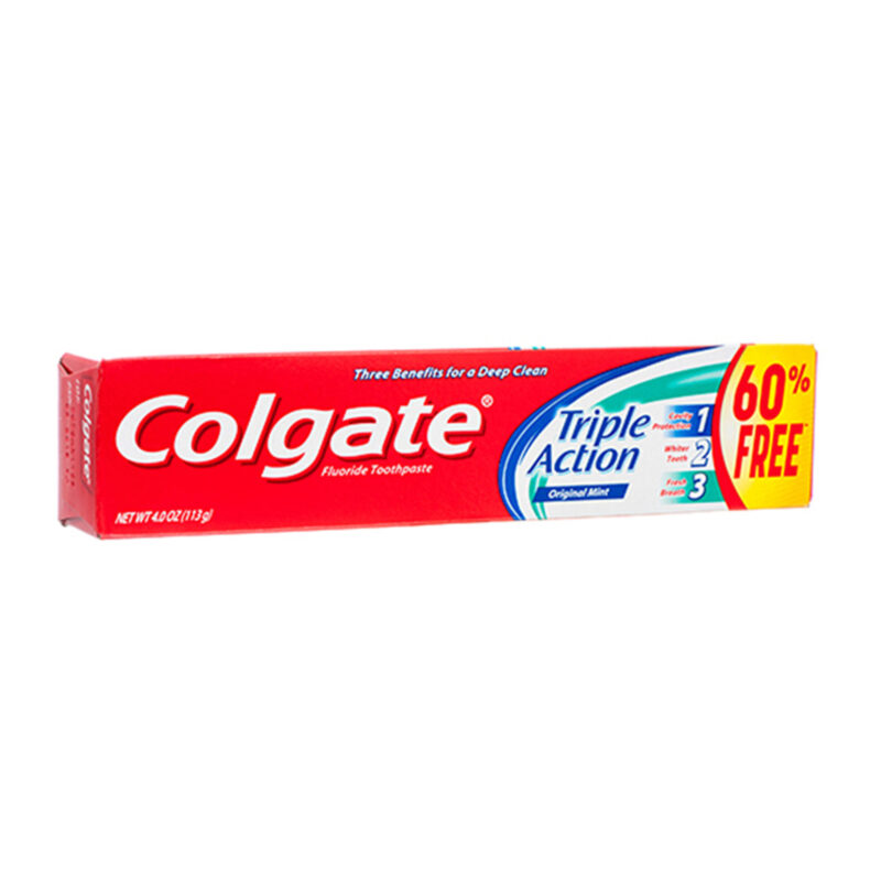 Colgate Toothpaste, Fluoride, Triple Action, Original Mint, 4 oz (113 g) - Image 3