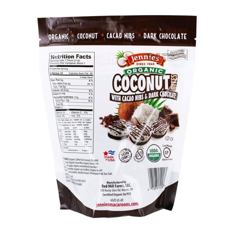 Jennies Organic Coconut Bites with Cacao Nibs & Dark Chocolate, 5.25 Oz - Image 4