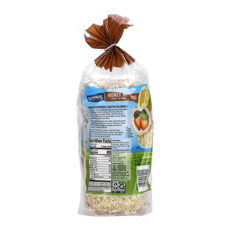 Lundberg, Organic Whole Grain Rice Cakes, Honey Nut, Sweet & Nutty, 9.6 oz (273 g) - Image 2