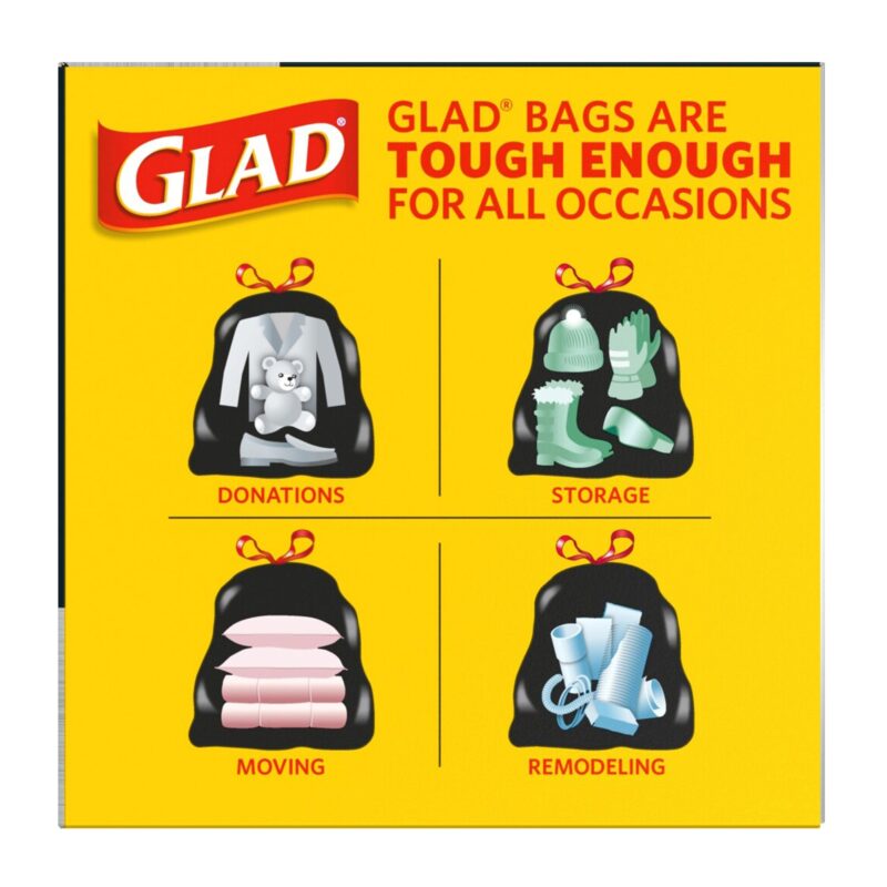 Glad Trash Bags, Drawstring, Multipurpose, Large, 30 Gallon, 28 bags - Image 2