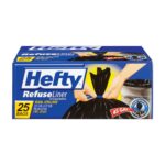 Hefty Extra Large Black Trash Bags for Curbside Bins, 45 Gallon, 25 Count