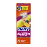 Hefty Slider Food Storage Bags, Quart Size, 1 Box of 20 Bags