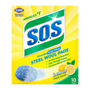 SOS Steel Wool Pads, Lemon Fresh Scent, 10 pads