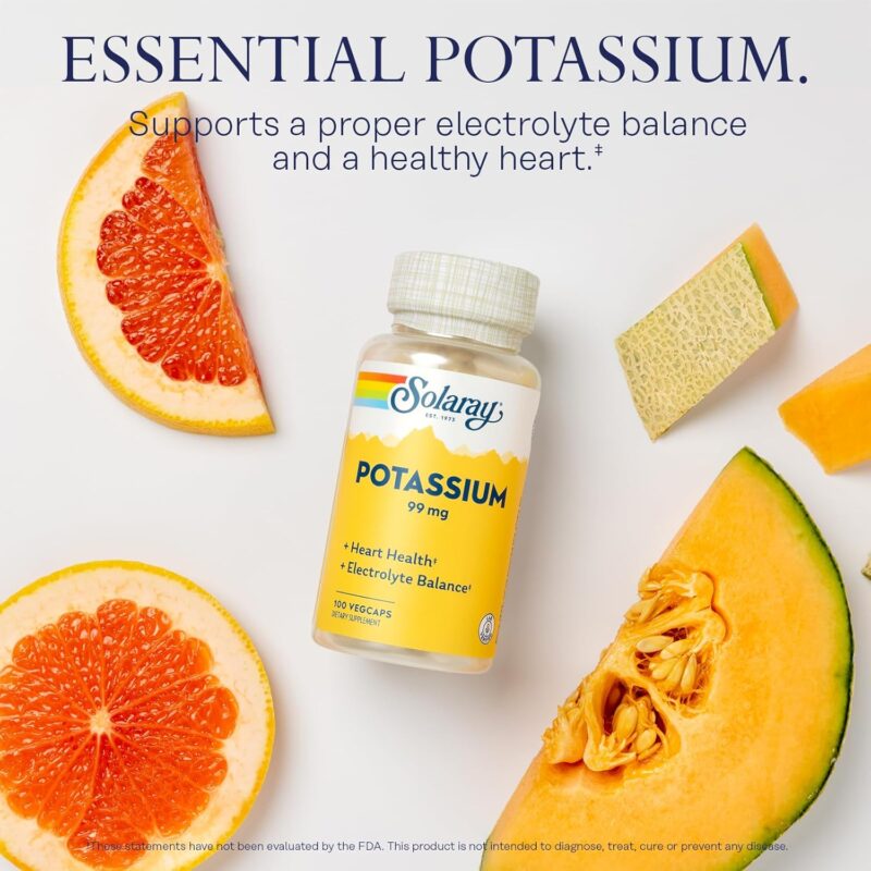 Solaray Potassium Dietary Supplement, 99 mg, 100 VegCaps - Image 3