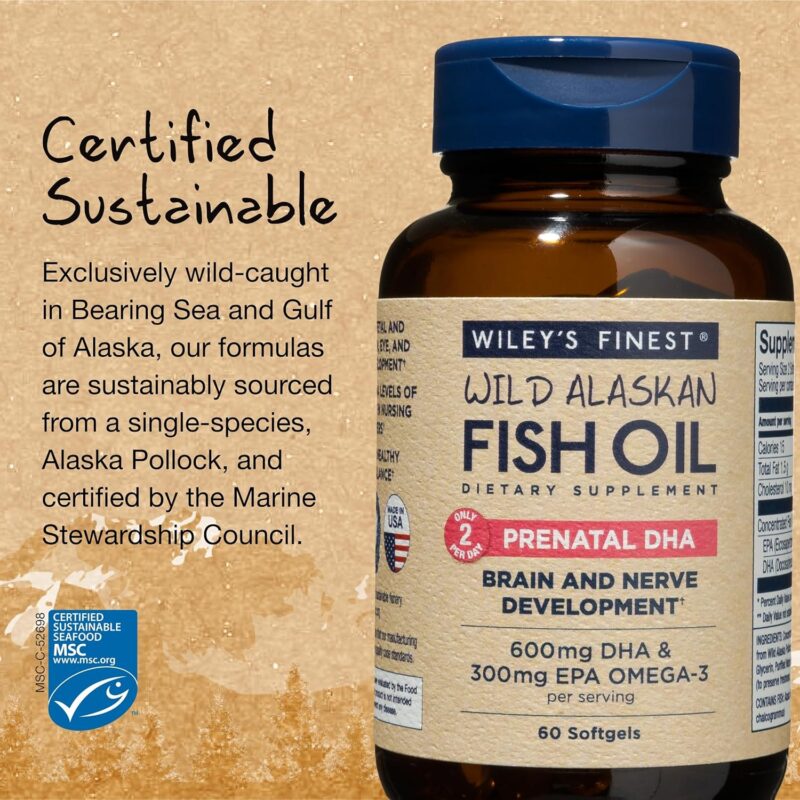 Wiley's Finest Fish Oil Prenatal Dha, 600 Mg, 60 Ct - Image 4