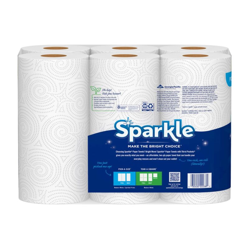Sparkle Pick-A-Size Paper Towels, 6 Double Rolls = 12 Regular Rolls - Image 2