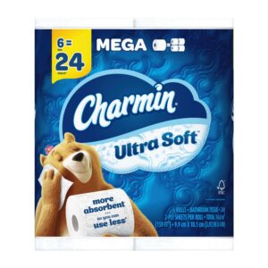 Charmin Ultra Soft Toilet Paper, 6 Mega Rolls = 24 Regular Rolls