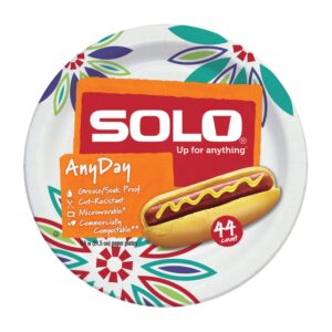 Solo Paper Plates, Heavy Duty, 8.5 Inch, 44 count