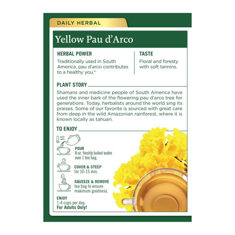 Traditional Medicinals Yellow Pau d’Arco Herbal Tea, Contributes to a Healthy You, 16 Tea Bags - Image 2