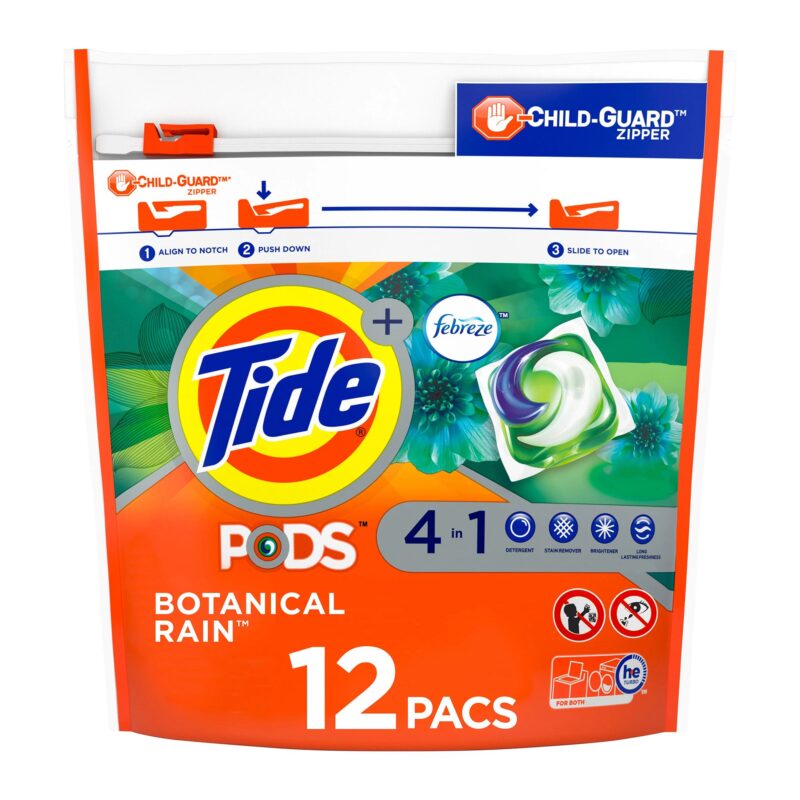 Tide Detergent Pods, 4 In 1, Febreze, Botanical Rain, Pacs, 12 pacs [328 g (12 oz)] - Image 3