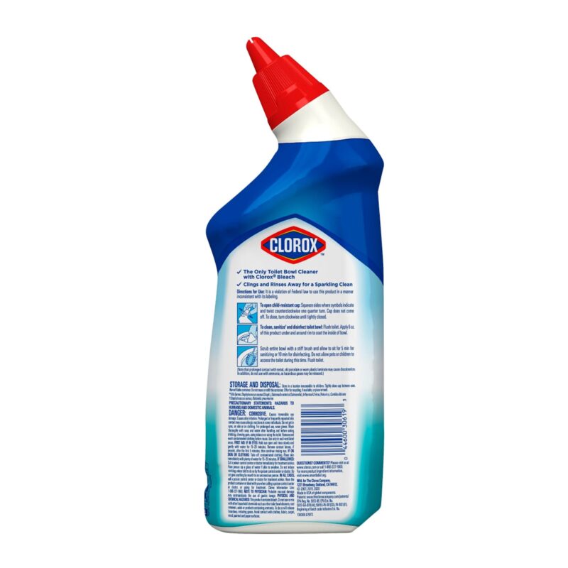 Clorox Toilet Bowl Cleaner Clinging Bleach Gel, Cool Wave, 24 Fl Oz - Image 2
