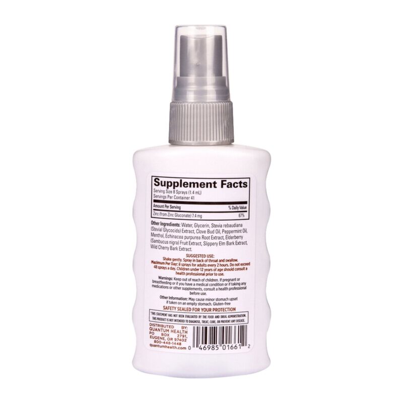 Quantum TheraZinc, Spray, Peppermint Flavor, Travel Size, 2 fl oz (59 ml) - Image 2