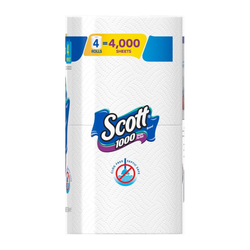 SCOTT Bathroom Tissue, 1000, Unscented, One-Ply, 4 rolls - Image 3