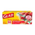 Glad Zipper Bags, Storage, Quart, Medium, 50 bags