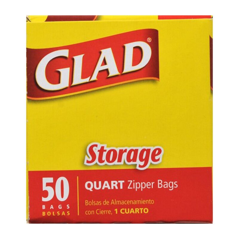 Glad Zipper Bags, Storage, Quart, Medium, 50 bags - Image 2