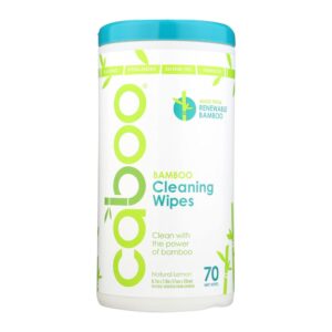 Caboo Cleaning Wipes, Wet, Bamboo, Natural Lemon, 70 wipes
