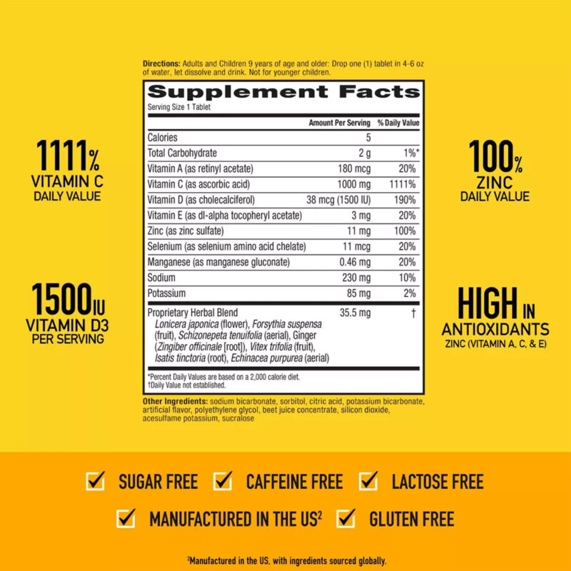 Airborne Immune Support Effervescent Tablets with Vitamin C & Zinc, Very Berry, 10 ct - Image 4