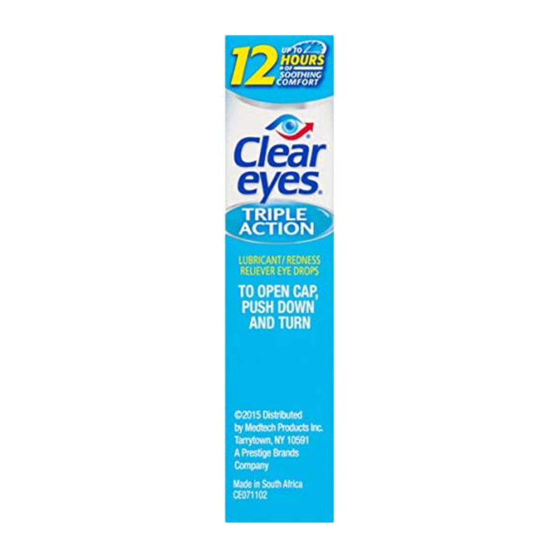 Clear Eyes Eye Drops, Lubricant/Redness Reliever, Triple Action, 0.5 fl oz (15 ml) - Image 3