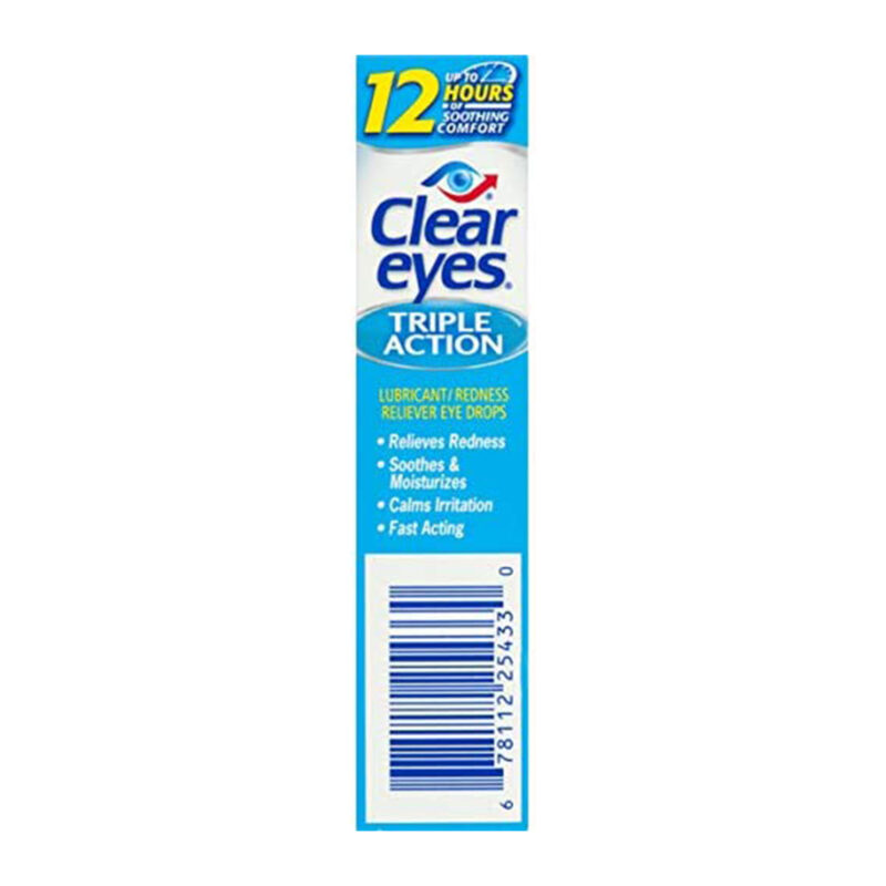 Clear Eyes Eye Drops, Lubricant/Redness Reliever, Triple Action, 0.5 fl oz (15 ml) - Image 4