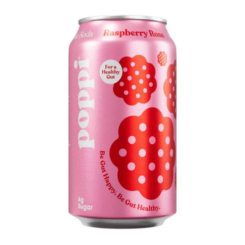 Poppi Raspberry Rose Prebiotic Soda, 12 fl oz Can