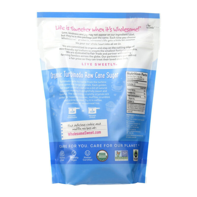 Wholesome Sweeteners, Organic Raw Cane Turbinado Sugar, 1.5 lbs (680 g) - Image 5