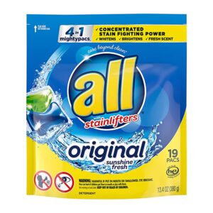 All Mighty Pacs Laundry Detergent, 4 In 1 Stainlifter Pouch, 19 Count
