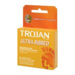 Trojan Condoms, Latex, Ultra Ribbed, Premium Lubricant, 3 Condoms