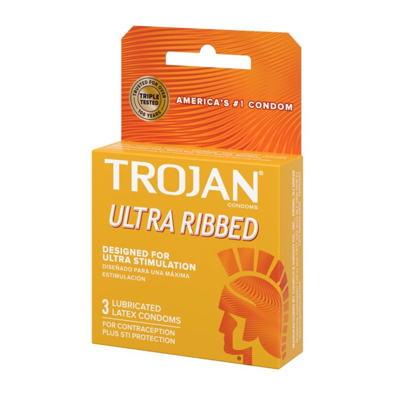 Trojan Condoms, Latex, Ultra Ribbed, Premium Lubricant, 3 Condoms - Image 6
