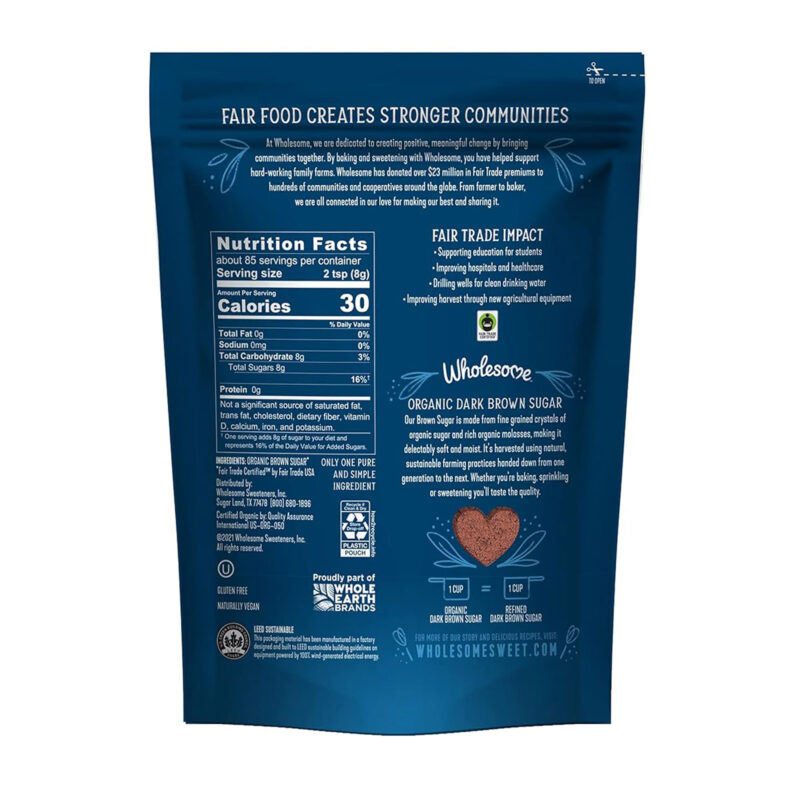 Wholesome Sweeteners, Organic Dark Brown Sugar, 1.5 lbs (680 g) - Image 2