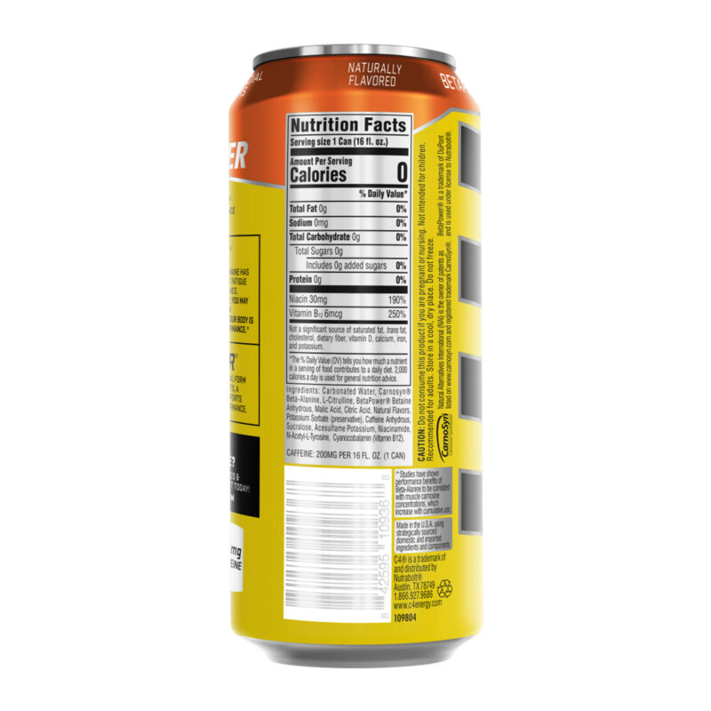 C4 Original On The Go Carbonated Performance Energy Drink - Orange Slice, 16 Fl Oz - Image 2