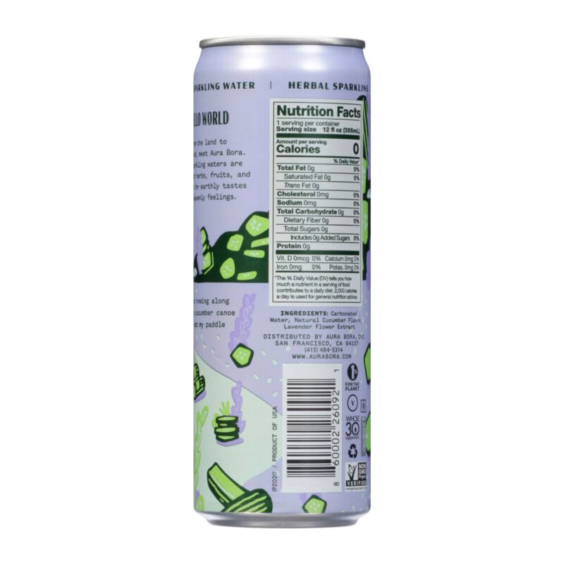 Aura Bora Lavender Cucumber Herbal Sparkling Water, 12 Fl Oz - Image 2