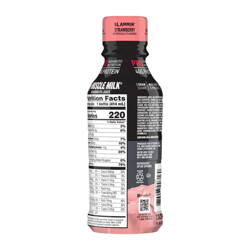 Muscle Milk Pro Series Slammin' Strawberry Non-Dairy Protein Shake, 14 Fl Oz - Image 2