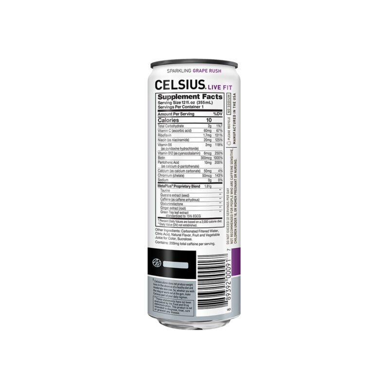 Celsius Live Fit Sparkling Grape Rush, 12 Fl Oz - Image 2
