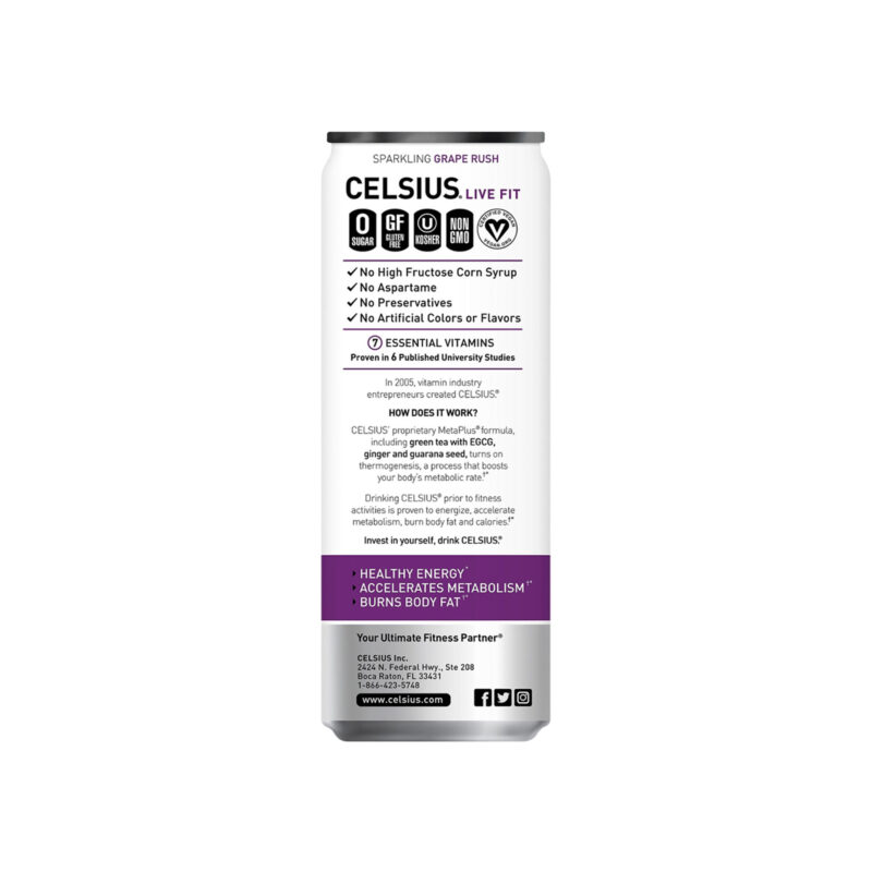 Celsius Live Fit Sparkling Grape Rush, 12 Fl Oz - Image 3
