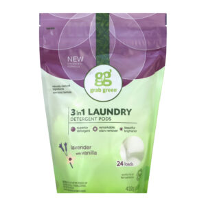 Grab Green, 3 in 1 Laundry Detergent Pods, Lavender with Vanilla, 24 Loads, 13.5 oz (384 g)